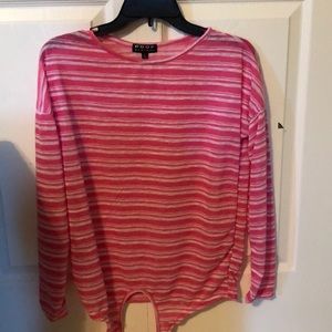 Pink striped light weight long sleeve shirt